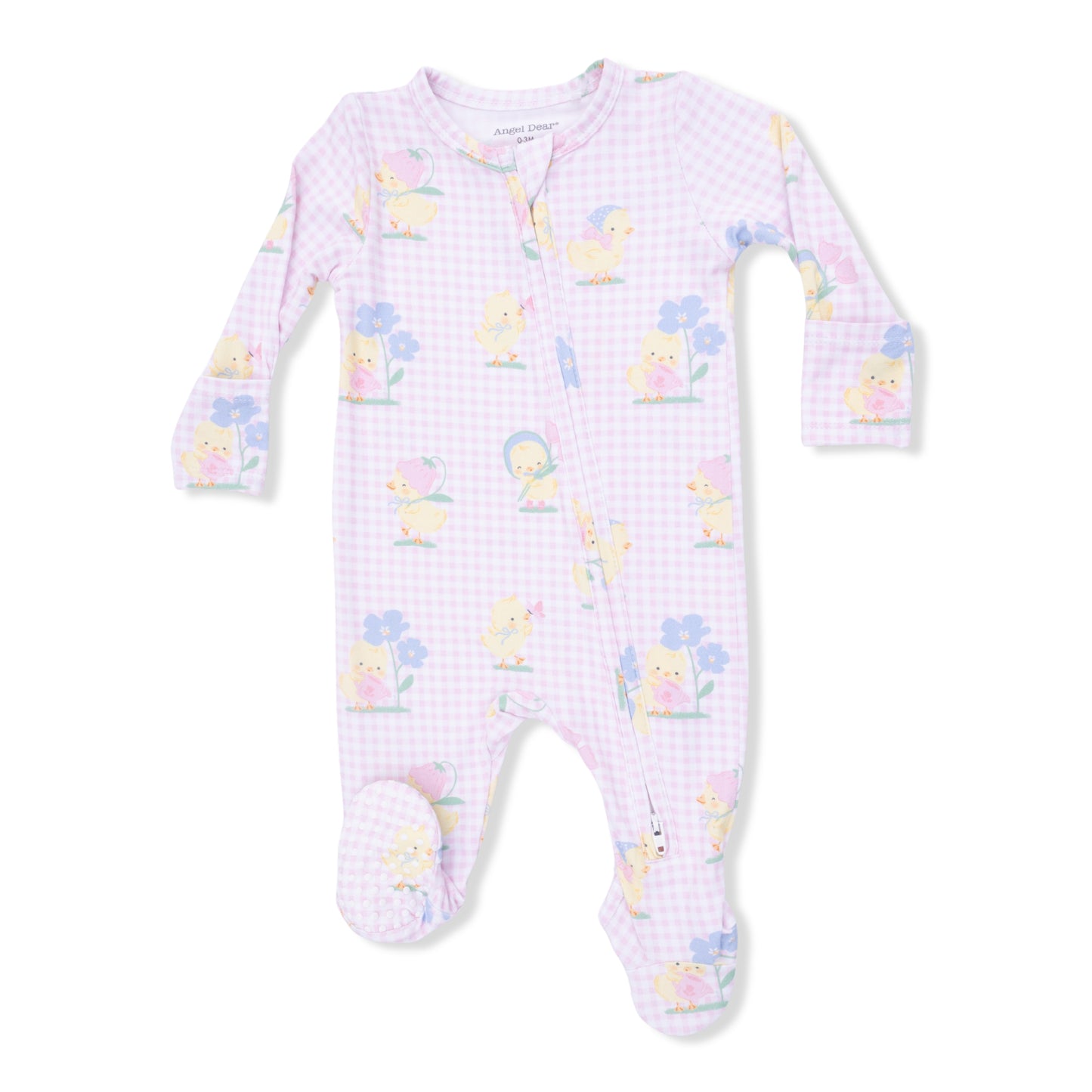 Spring Ducklings Pink 2Way Zip Footie