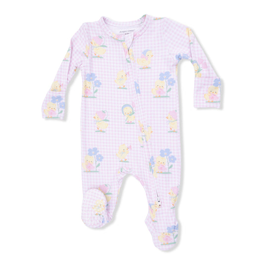 Spring Ducklings Pink 2Way Zip Footie