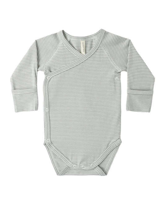 Side Snap Bodysuit Sage Micro Stripe