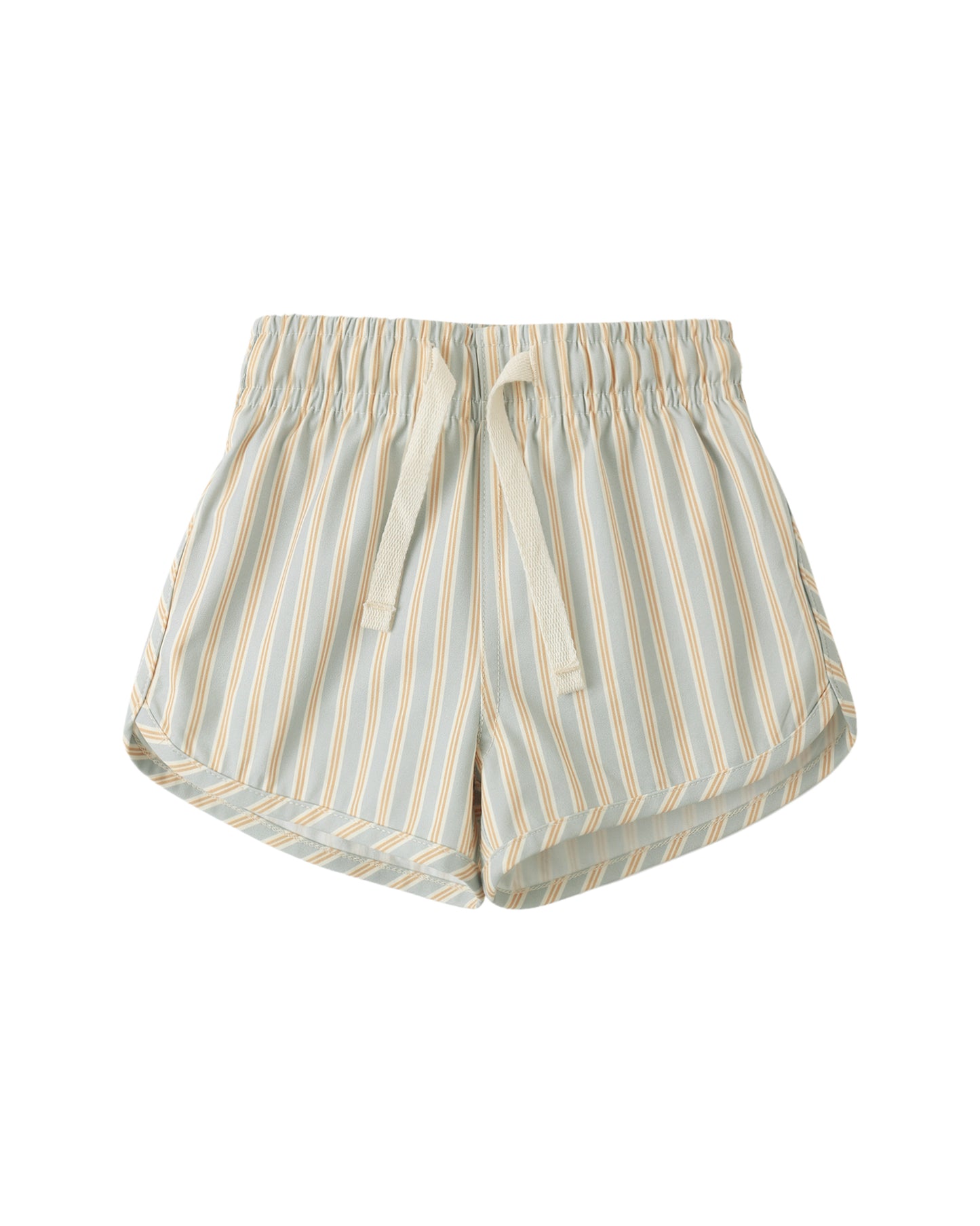 Boys Swim Short Blue+Butterscotch Stripe