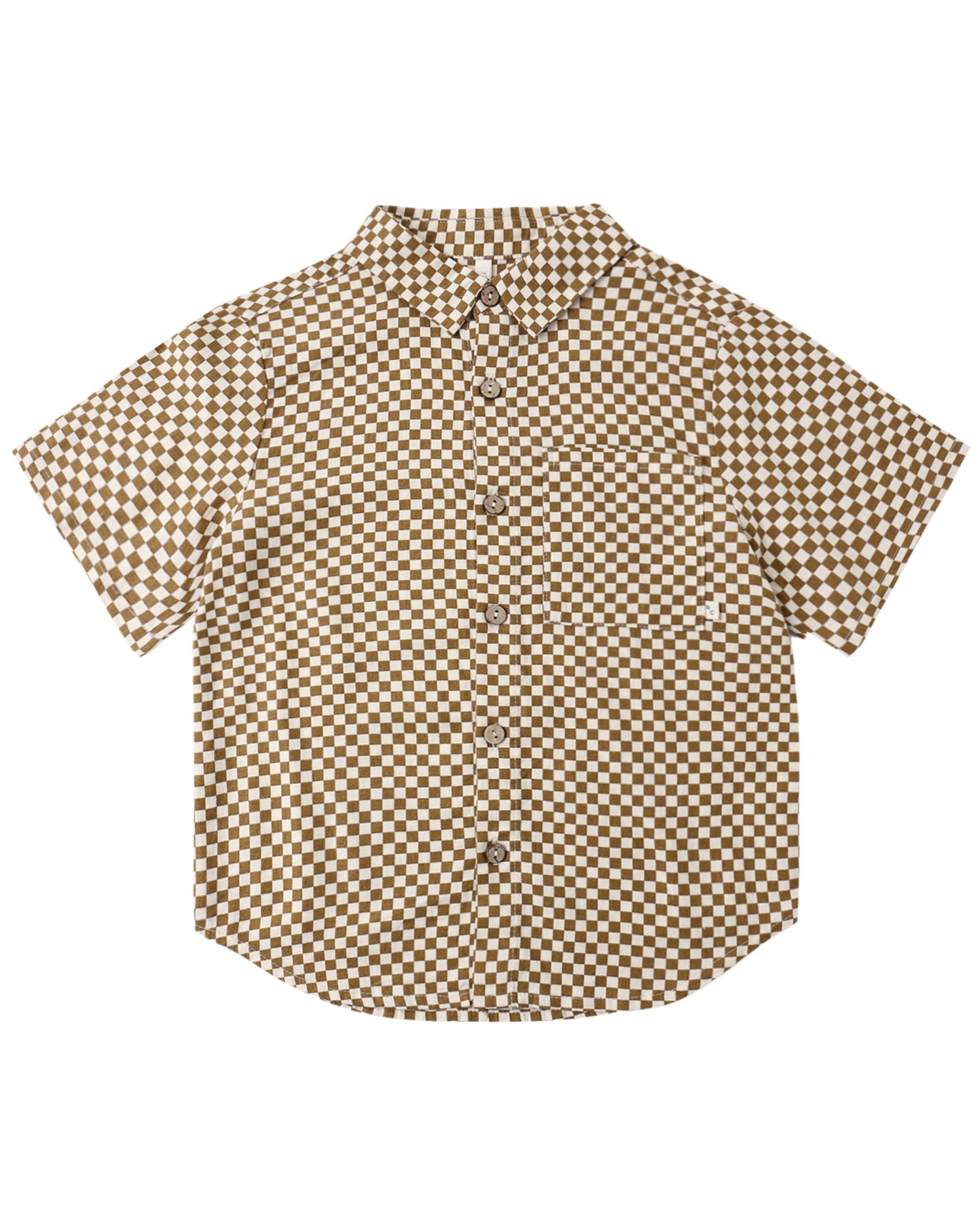 Collared SS Shirt||Ocre Check