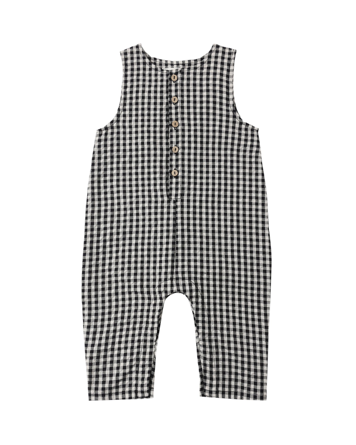 Button Jumpsuit||Black Check