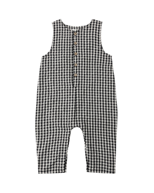 Button Jumpsuit||Black Check