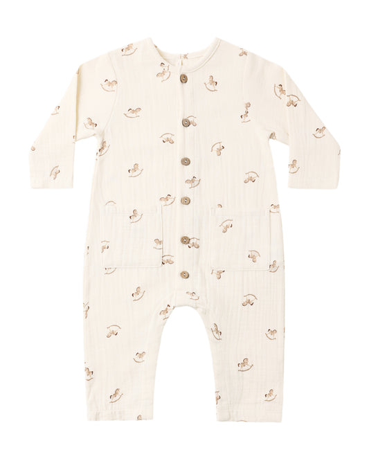 Pocketed Woven Jumpsuit Rocking Horse