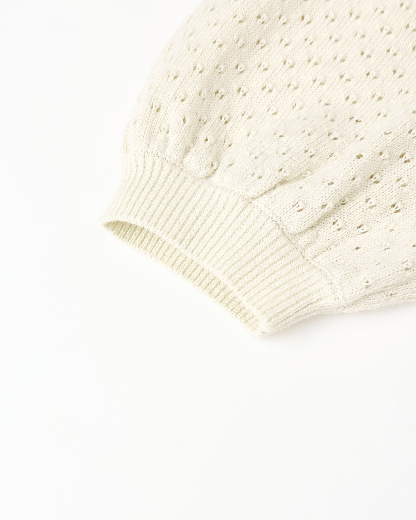 Pointelle Collared Top||Natural