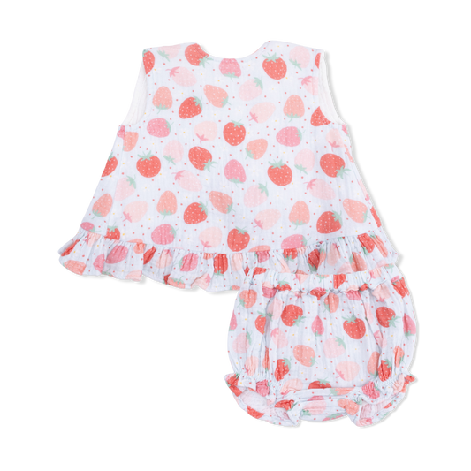 Strawberry Bliss - Ruffle Back Top/Bloomer