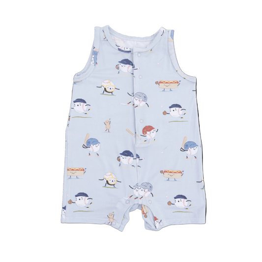 Baseballs Playing Baseball - Sleeveless Shortie Romper