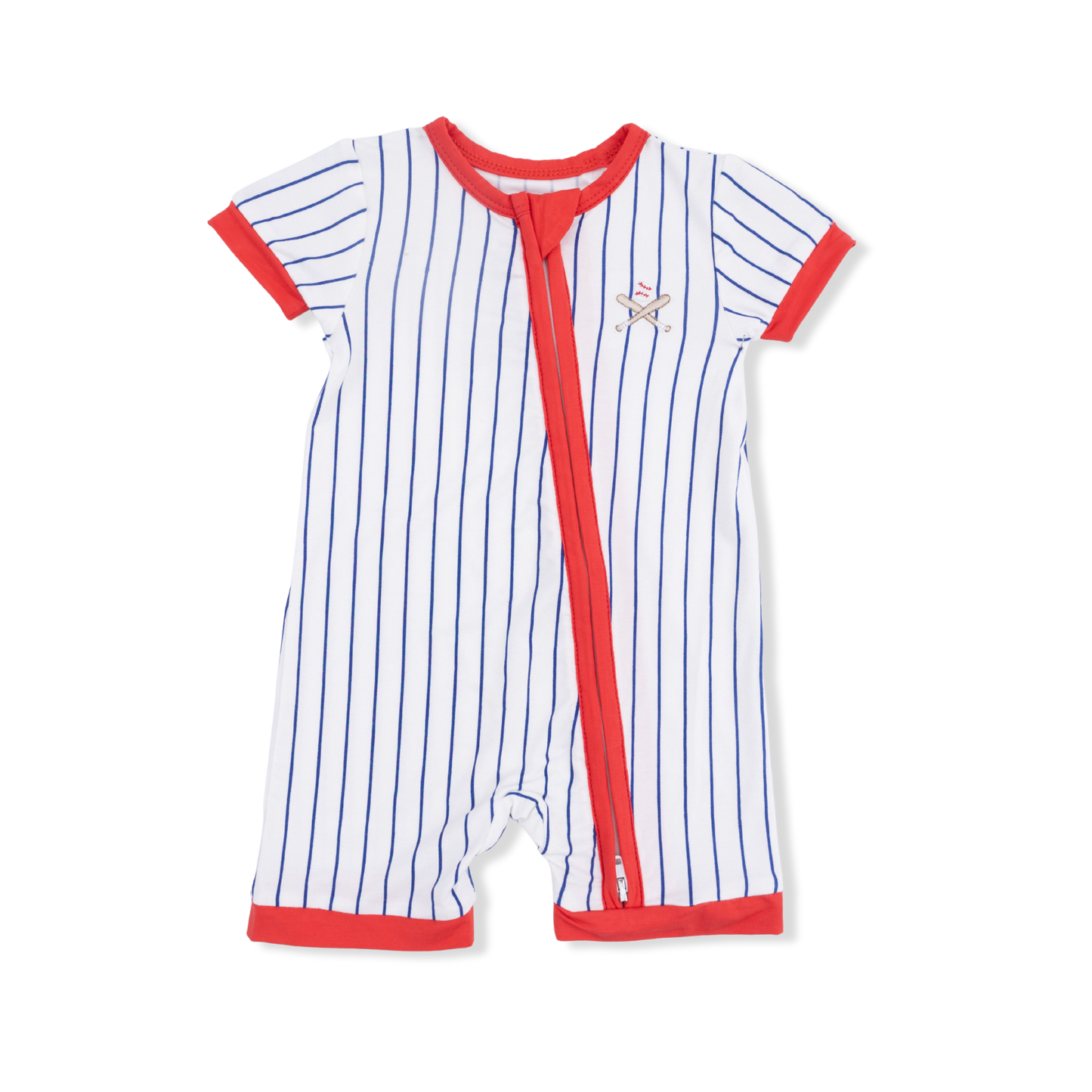 Baseball Stripe - Shortie 2Way Zip Romper