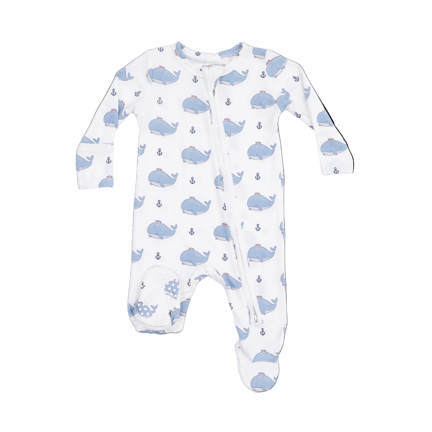 Bubbly Sailor Whales Blue - 2Way Zip Footie