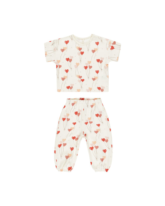 Jersey Tee+Pant Set||Heart Balloons