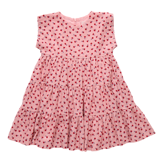 Girls Peachy Dress Pink Tiny Roses