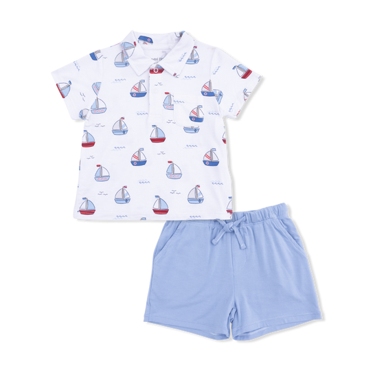 Bubbly Sailboats Blue - Polo/Short