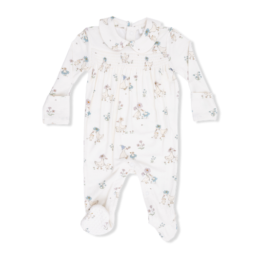Flower Ducklings - Smocked Peter Pan Footie