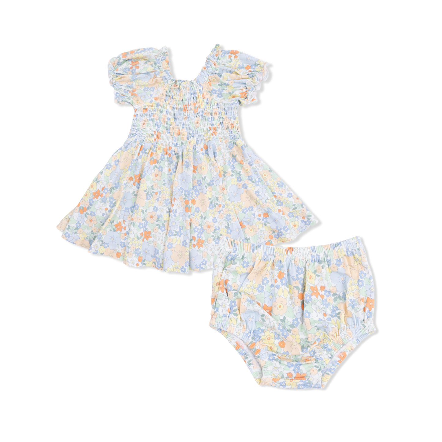 Georgia Floral - Smocked Twirly Dress/Bloomer