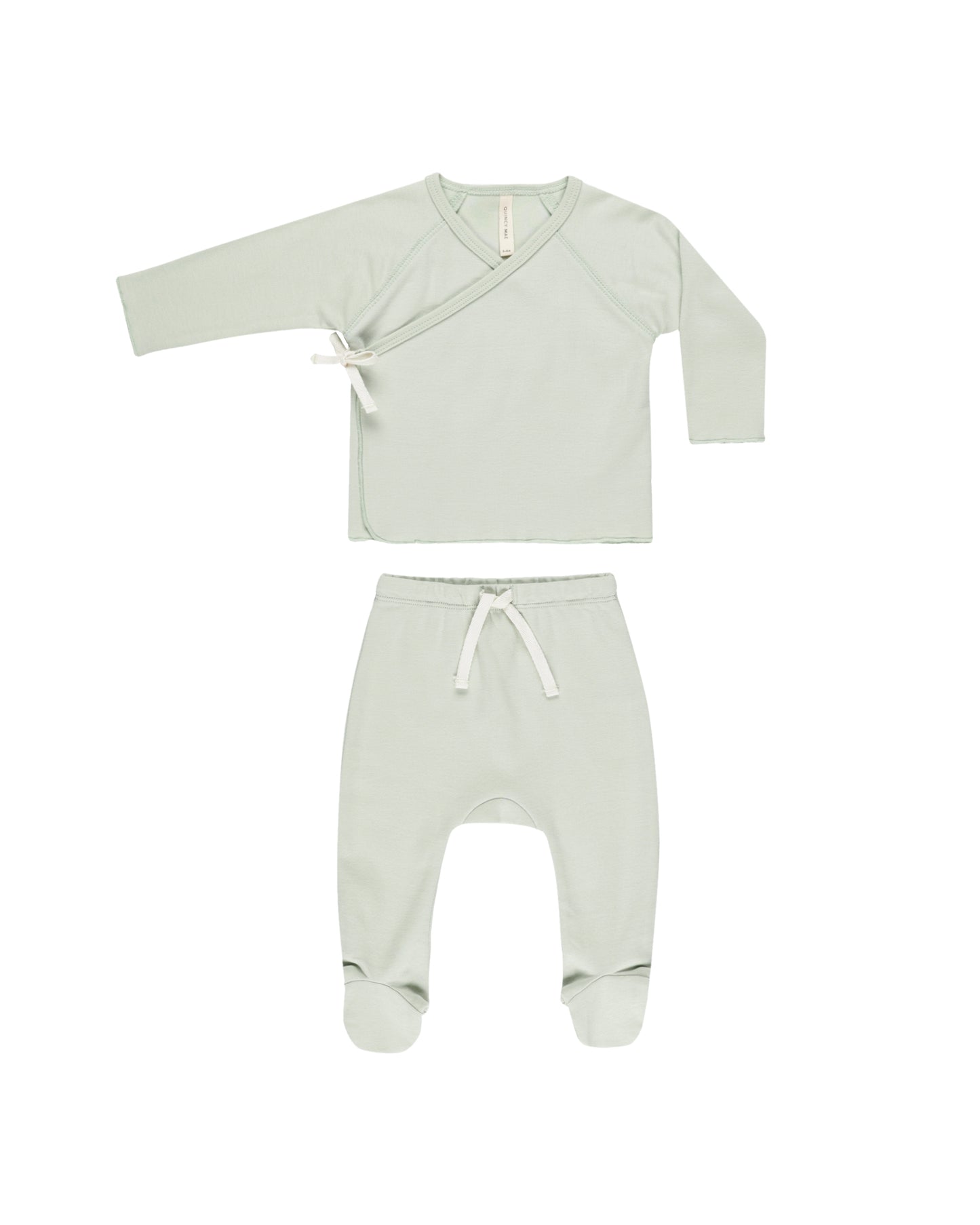 Wrap top+Footed Pant Set||Mint
